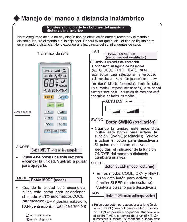 manual mando aire acondicionado saivod